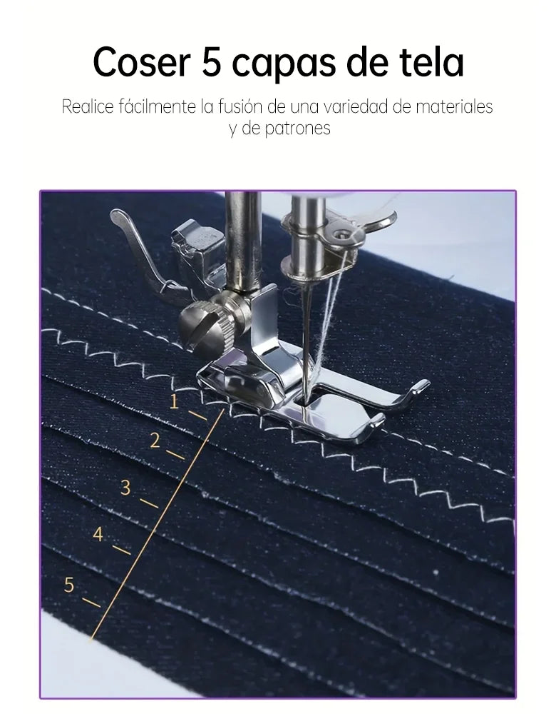 Máquina de coser compacta con pedal de control de velocidad, 12 puntadas