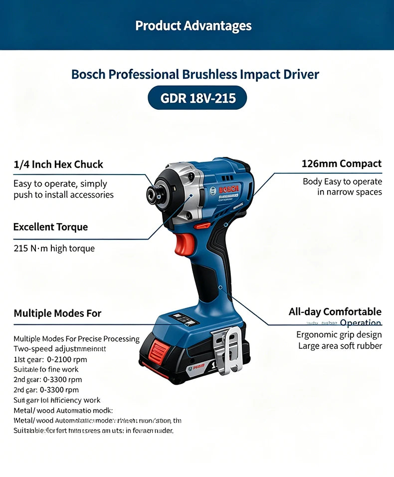 Atornillador de Impacto Inalámbrico Original Bosch GDR 18V-215