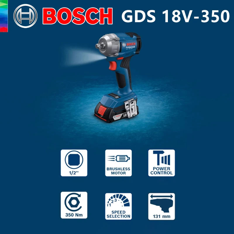 Taladro de impacto inalámbrica Bosch GDS 18V-350 350Nm 1/2