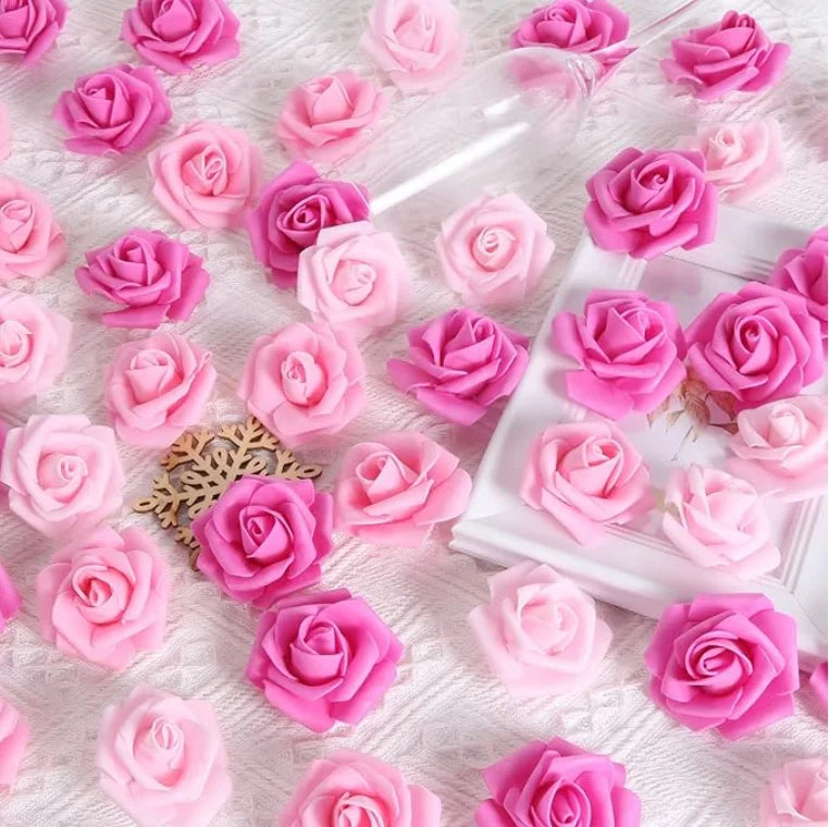 Flores rosas de espuma artificiales