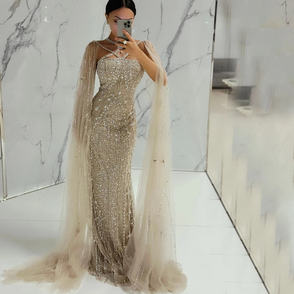 Vestidos de Noche con cuentas de sirena,