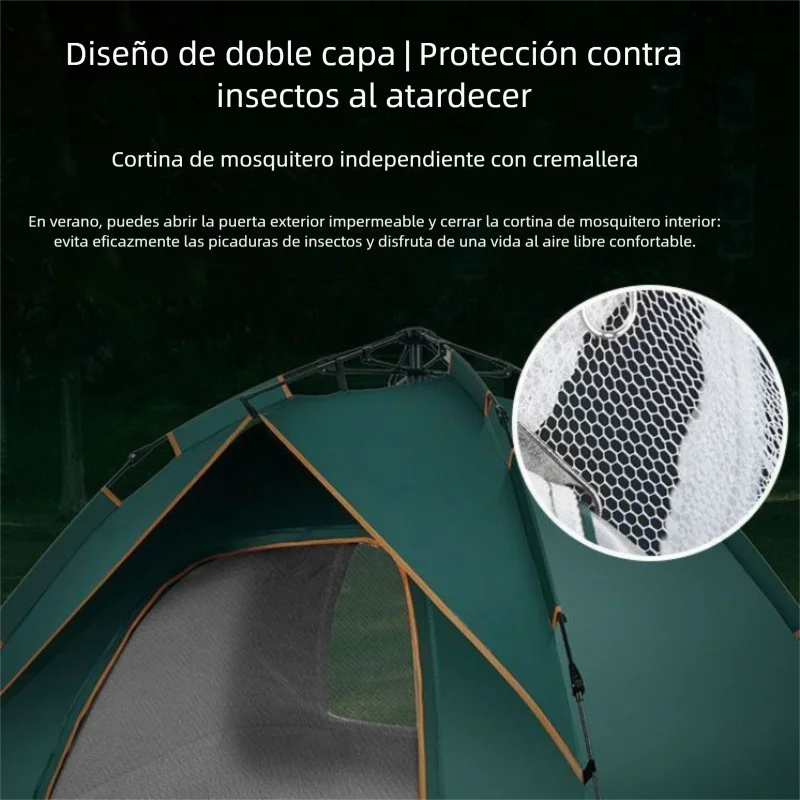 Tienda impermeable con 2 puertas y 2 ventanas, portátil para camping