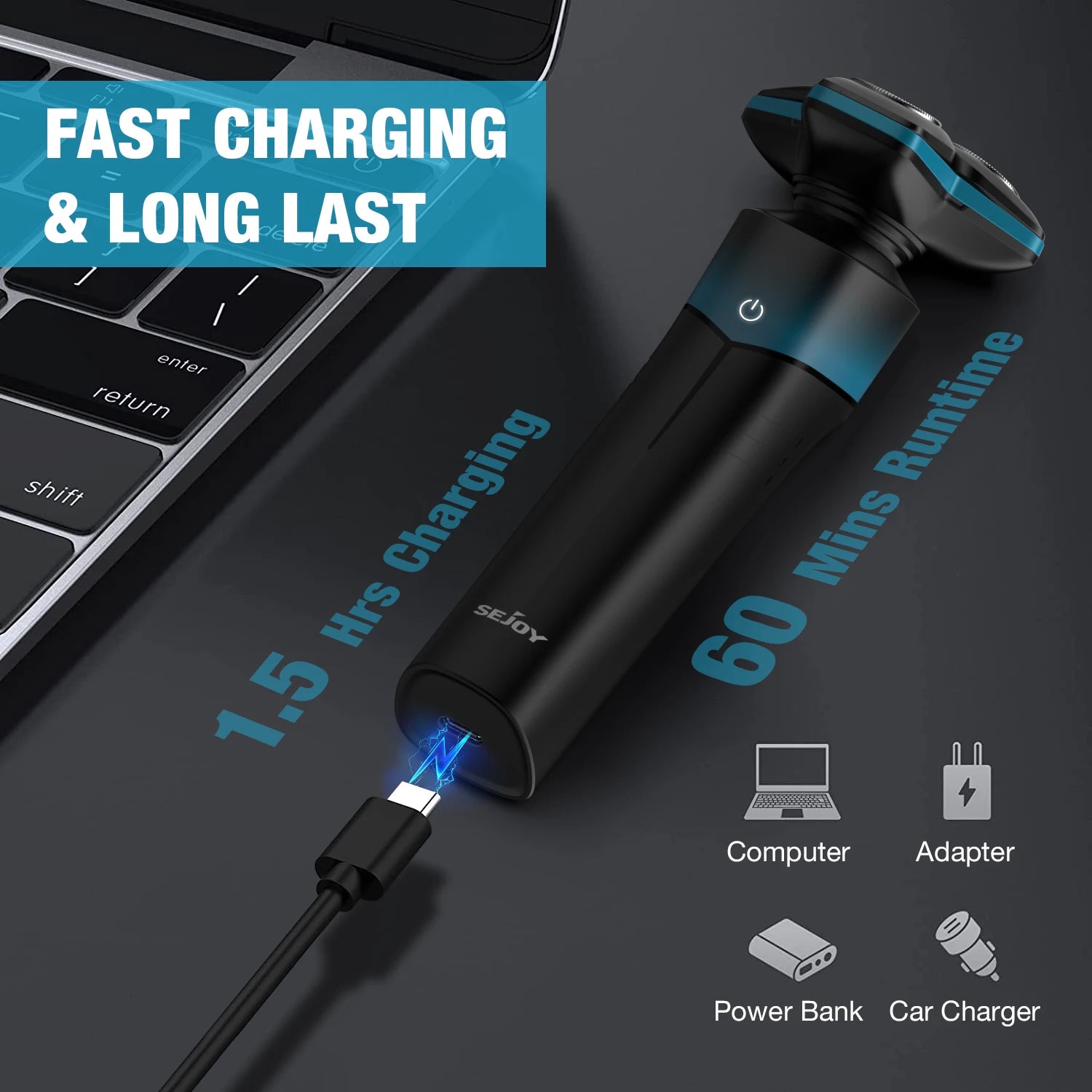 Kit de Afeitadora Eléctrica Rotativa Sejoy para Hombre