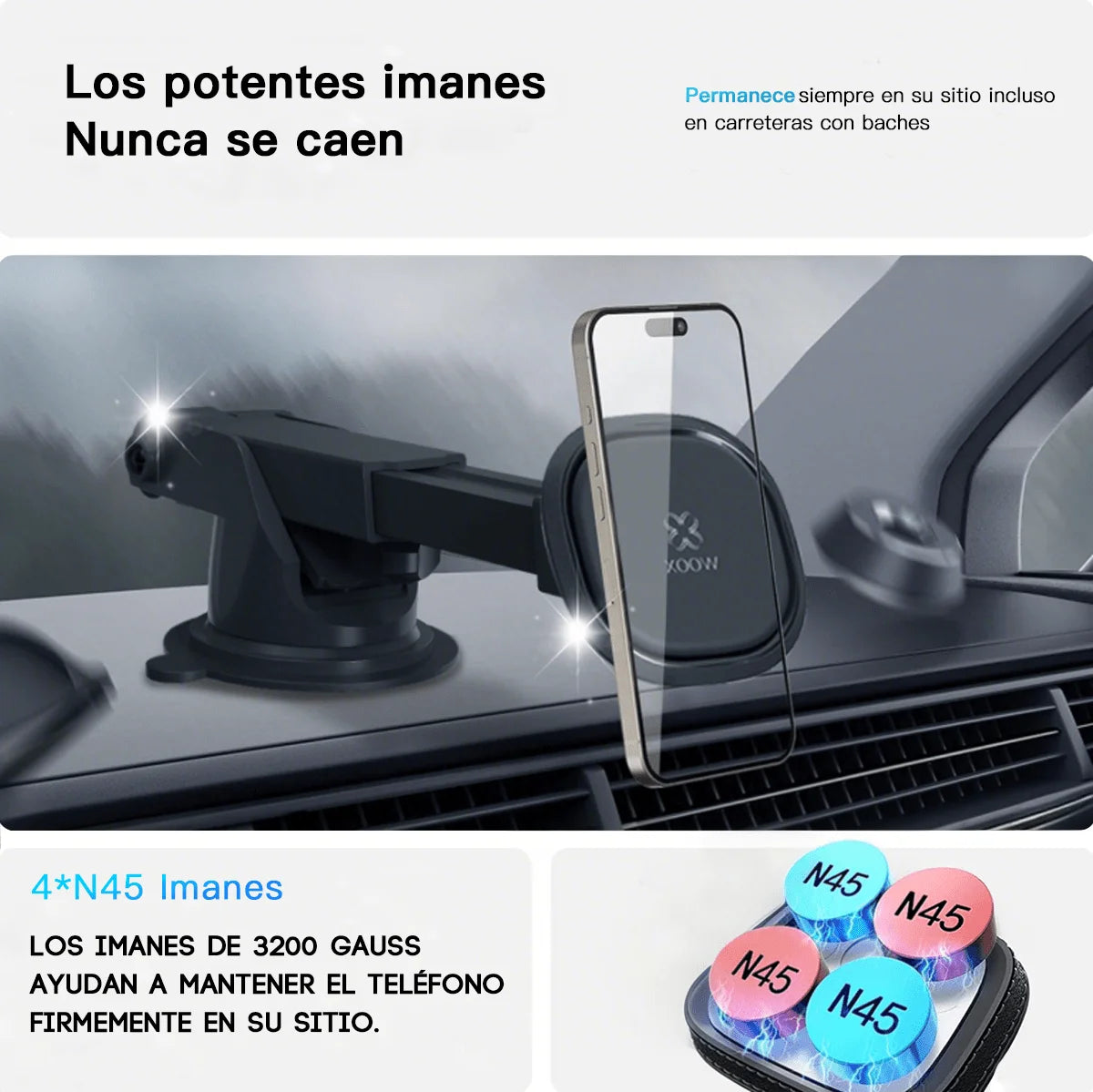 Soporte Magnético para Celular Auto - Imán Extra Fuerte Universal