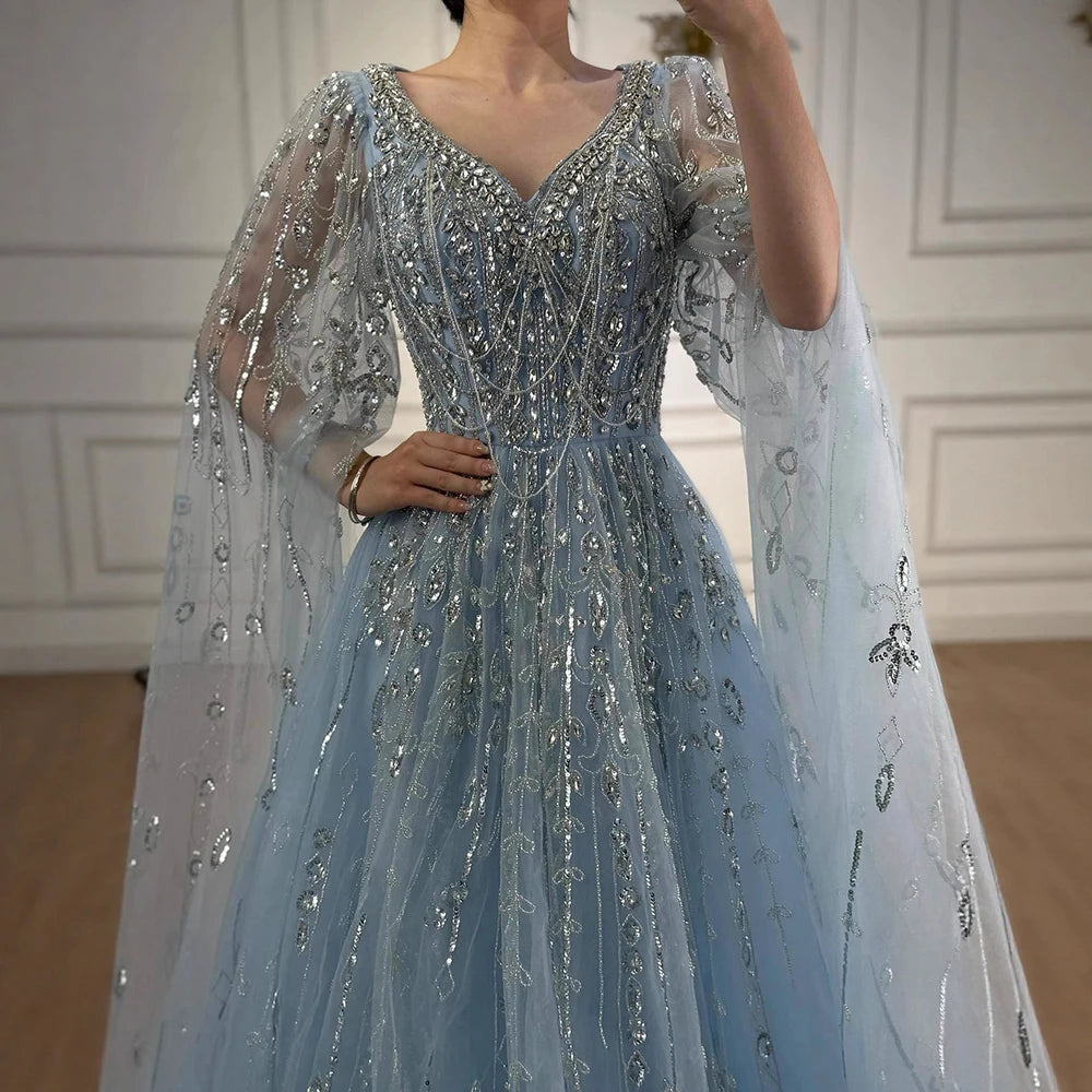 vestido de noche personalizado de lujo con cuentas de cristal
