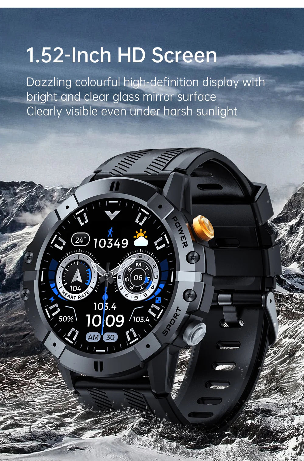 SmartWatch 1,52 pulgadas 1ATM reloj deportivo resistente al agua