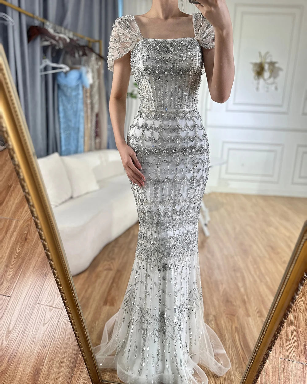 Vestido árabe blanco sirena