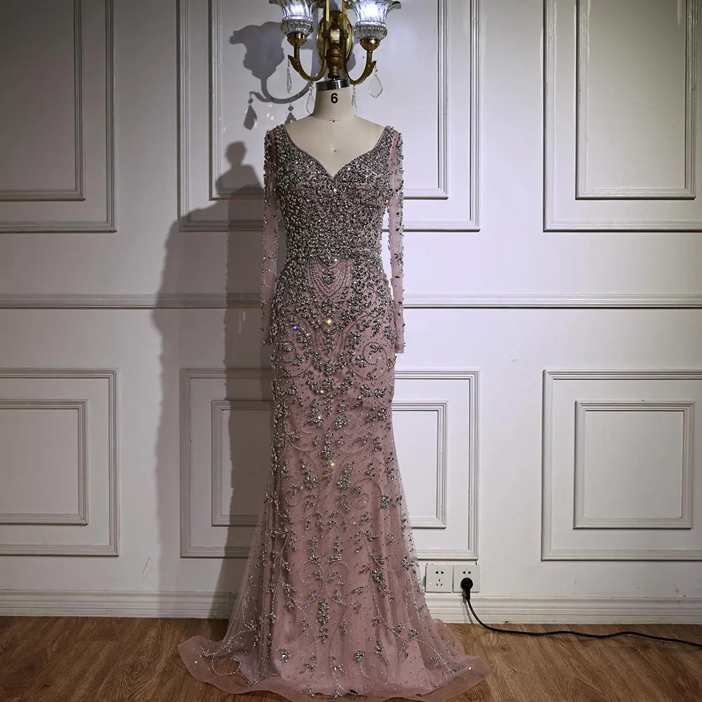 Vestido de noche de sirena de cristal