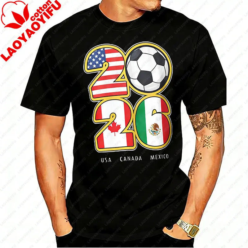 Camiseta de Algodón con Gráfico de Bandera