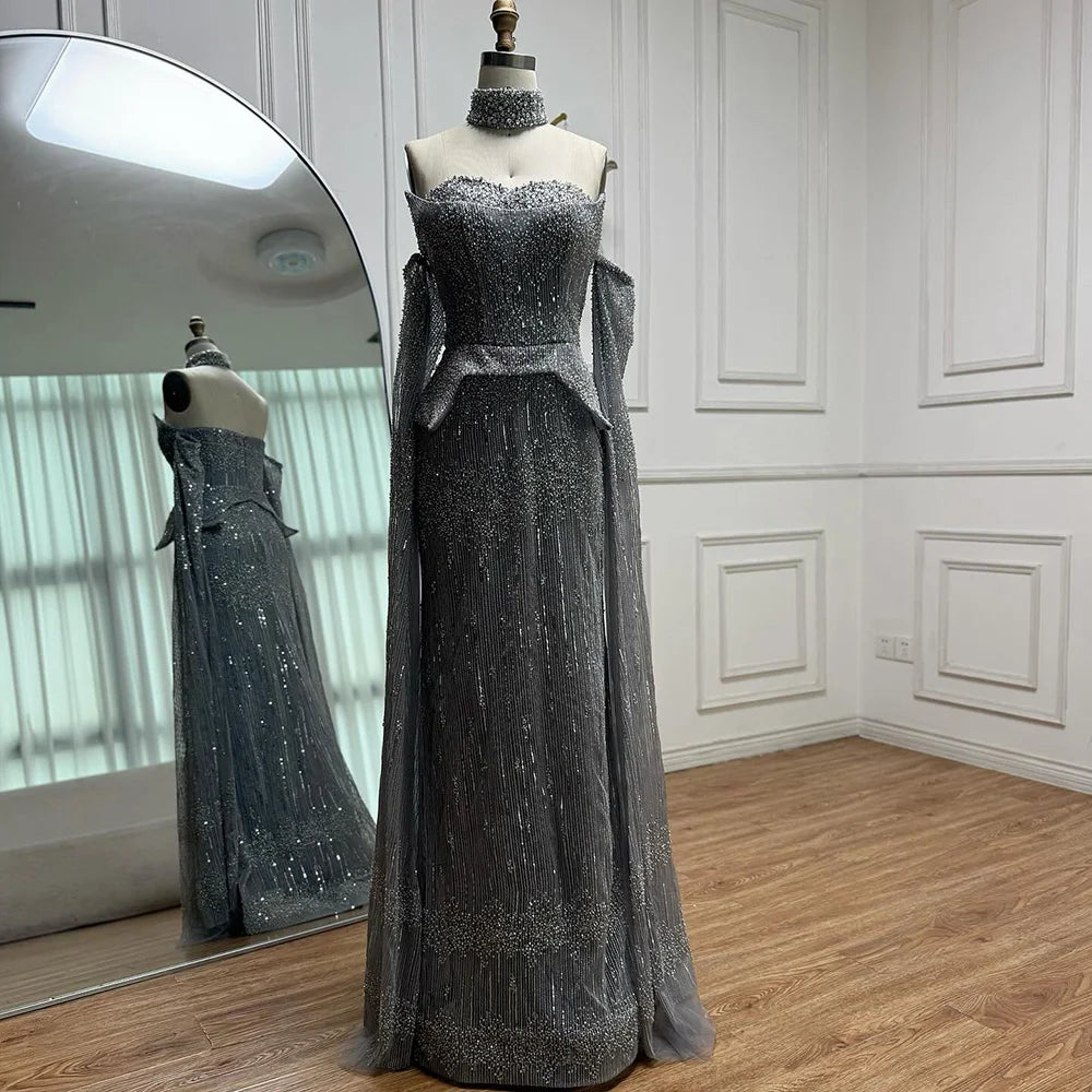 vestido de noche personalizado con cuentas de cristal