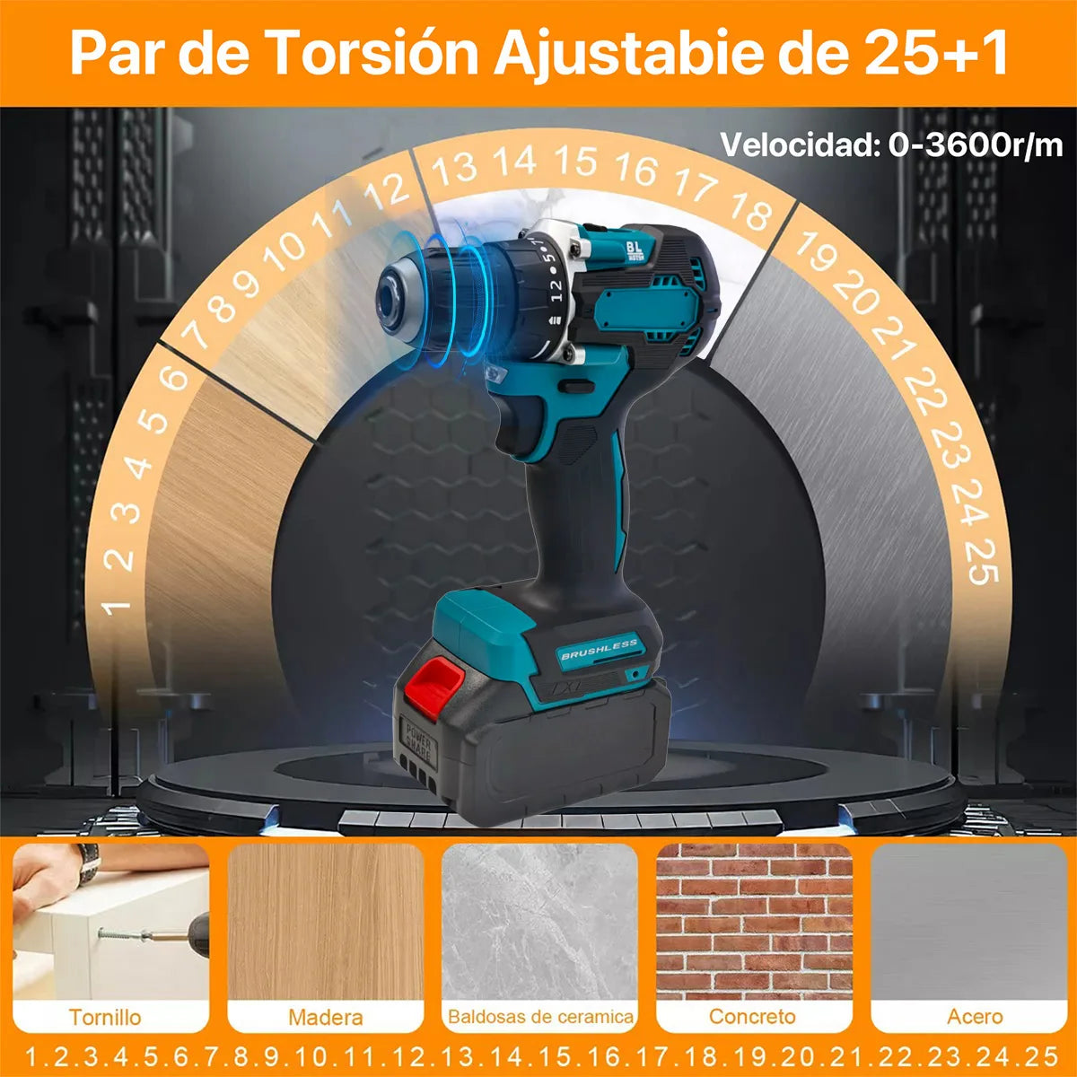 Taladro de impacto eléctrico de dos piezas