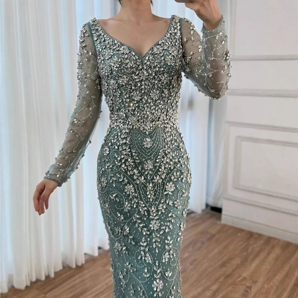 Vestido de noche de sirena de cristal