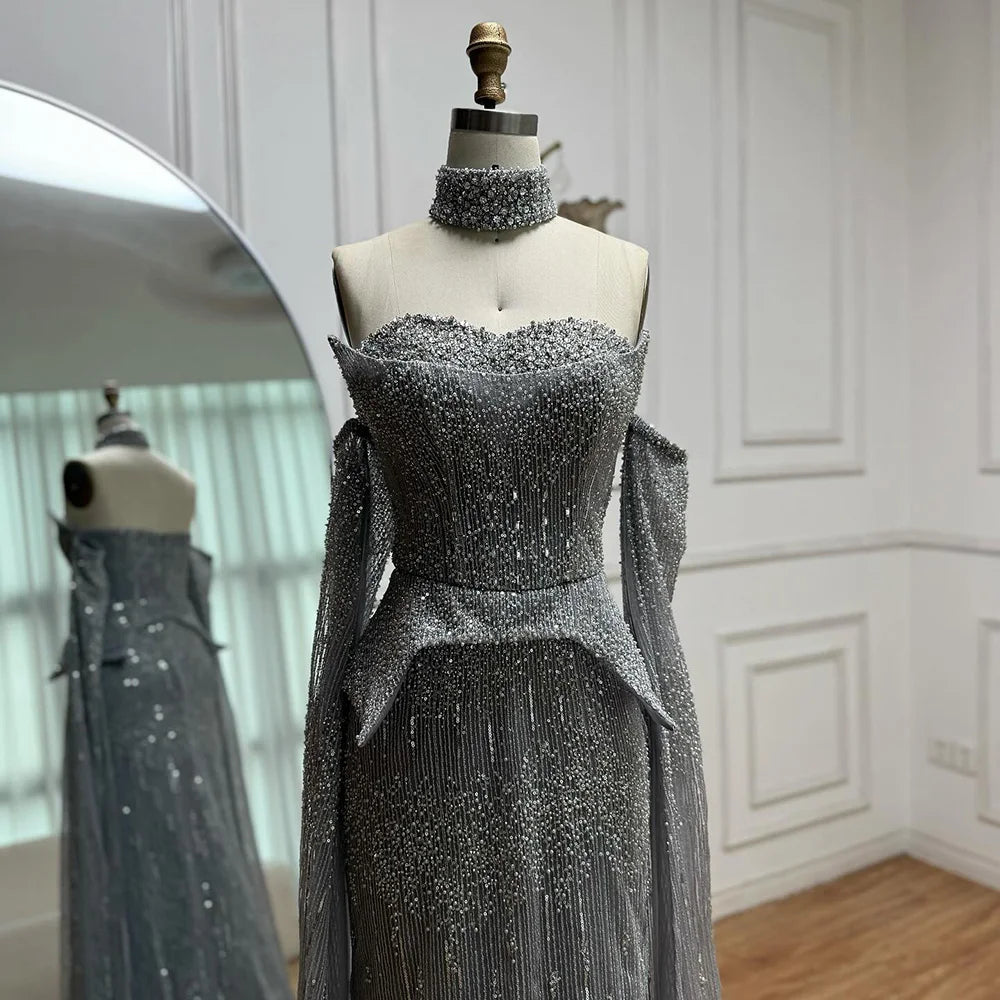 vestido de noche personalizado con cuentas de cristal