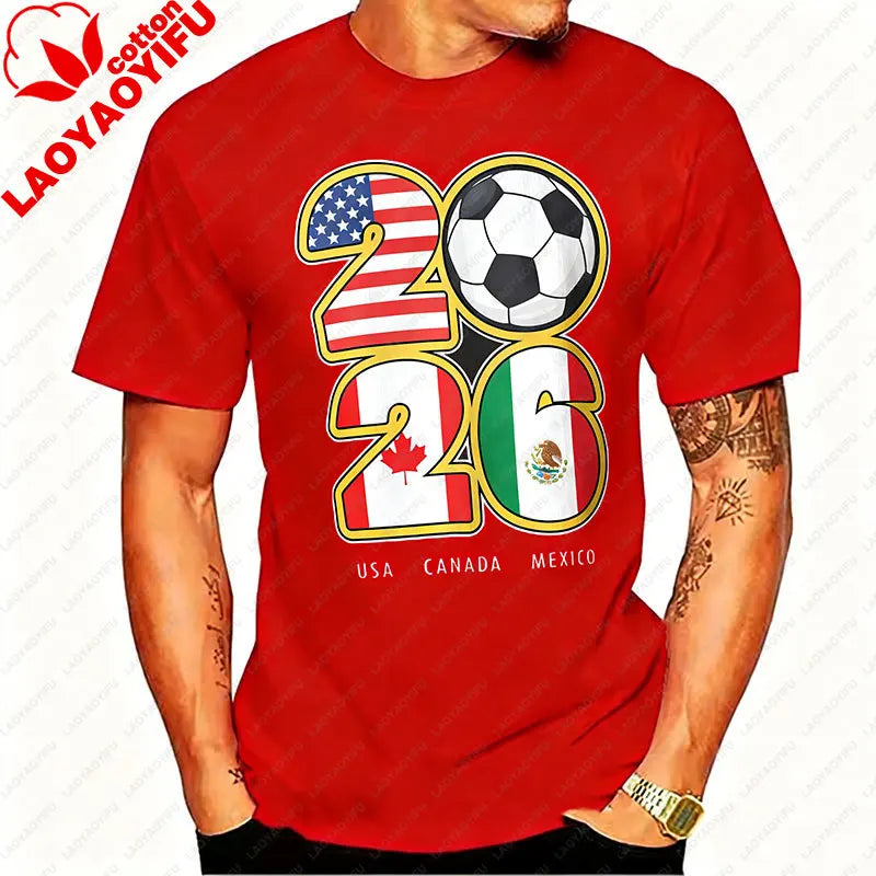 Camiseta de Algodón con Gráfico de Bandera