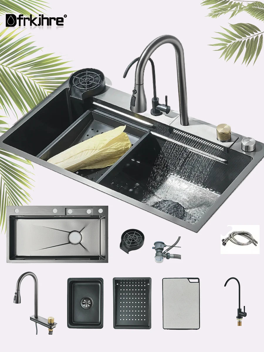 Fregadero de cocina multifunción de acero inoxidable