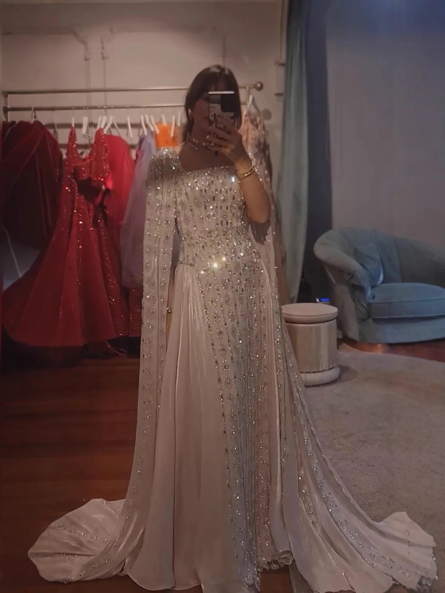 vestido de noche de cristal