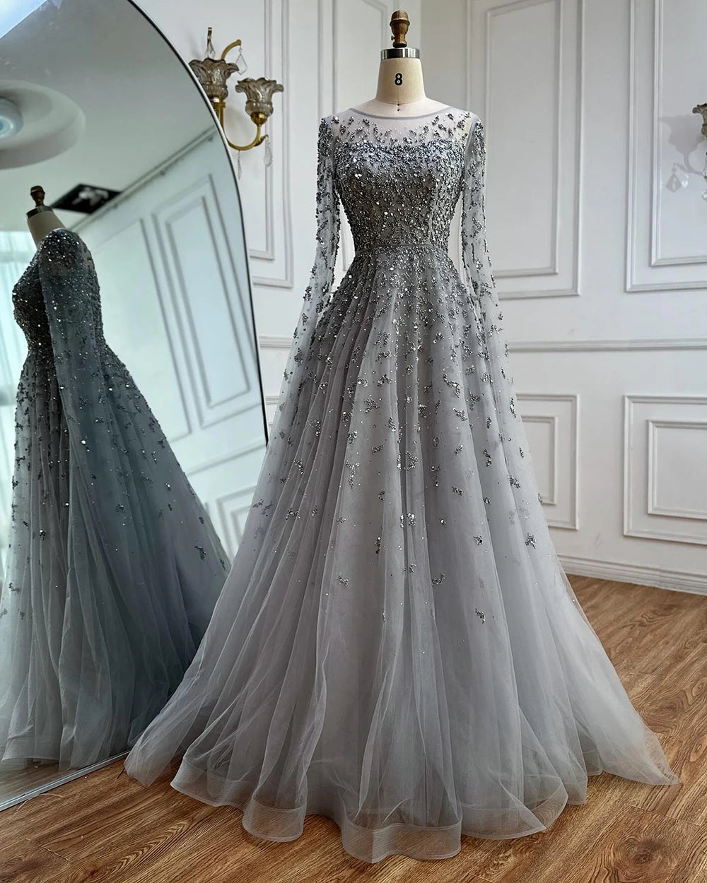 Vestido de noche turquesa elegante