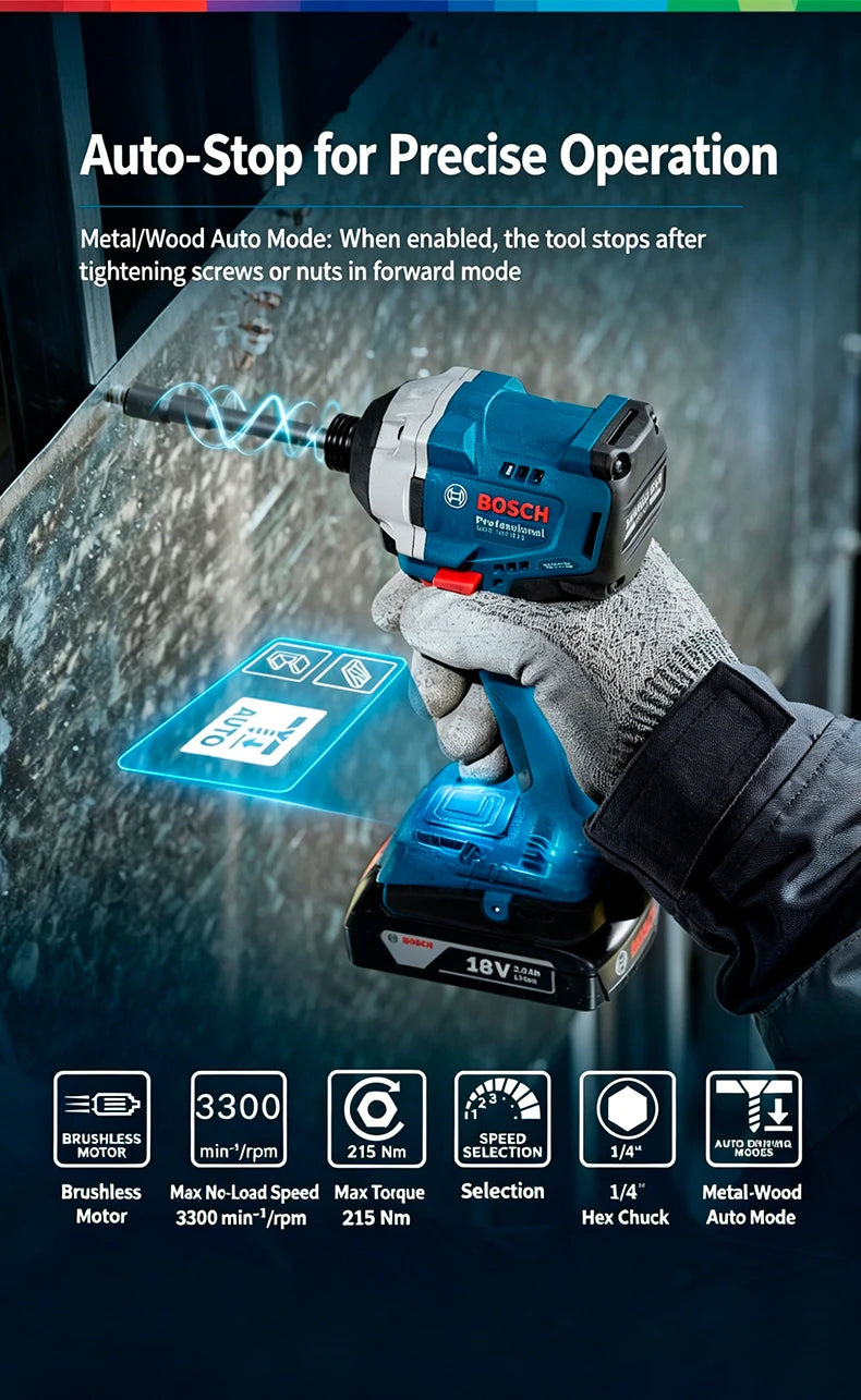 Atornillador de Impacto Inalámbrico Original Bosch GDR 18V-215