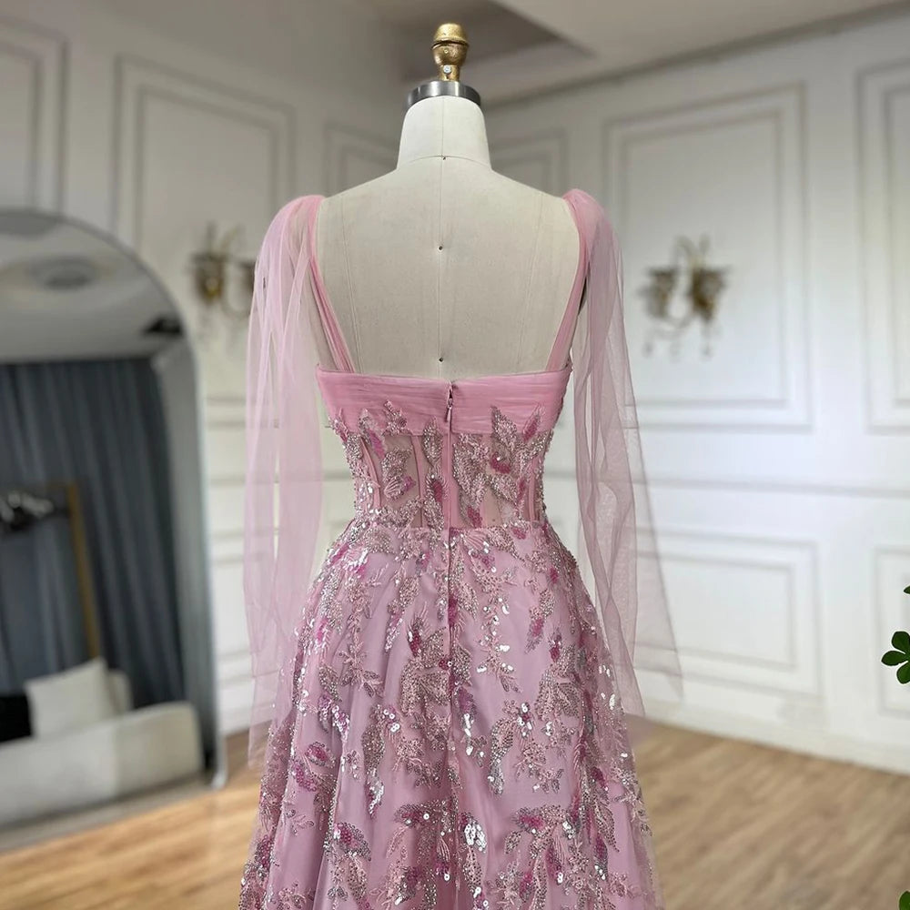 Vestido árabe verde A-Line elegante