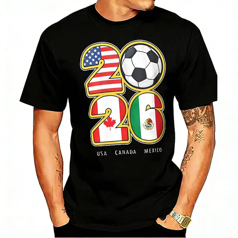 Camiseta de Algodón con Gráfico de Bandera