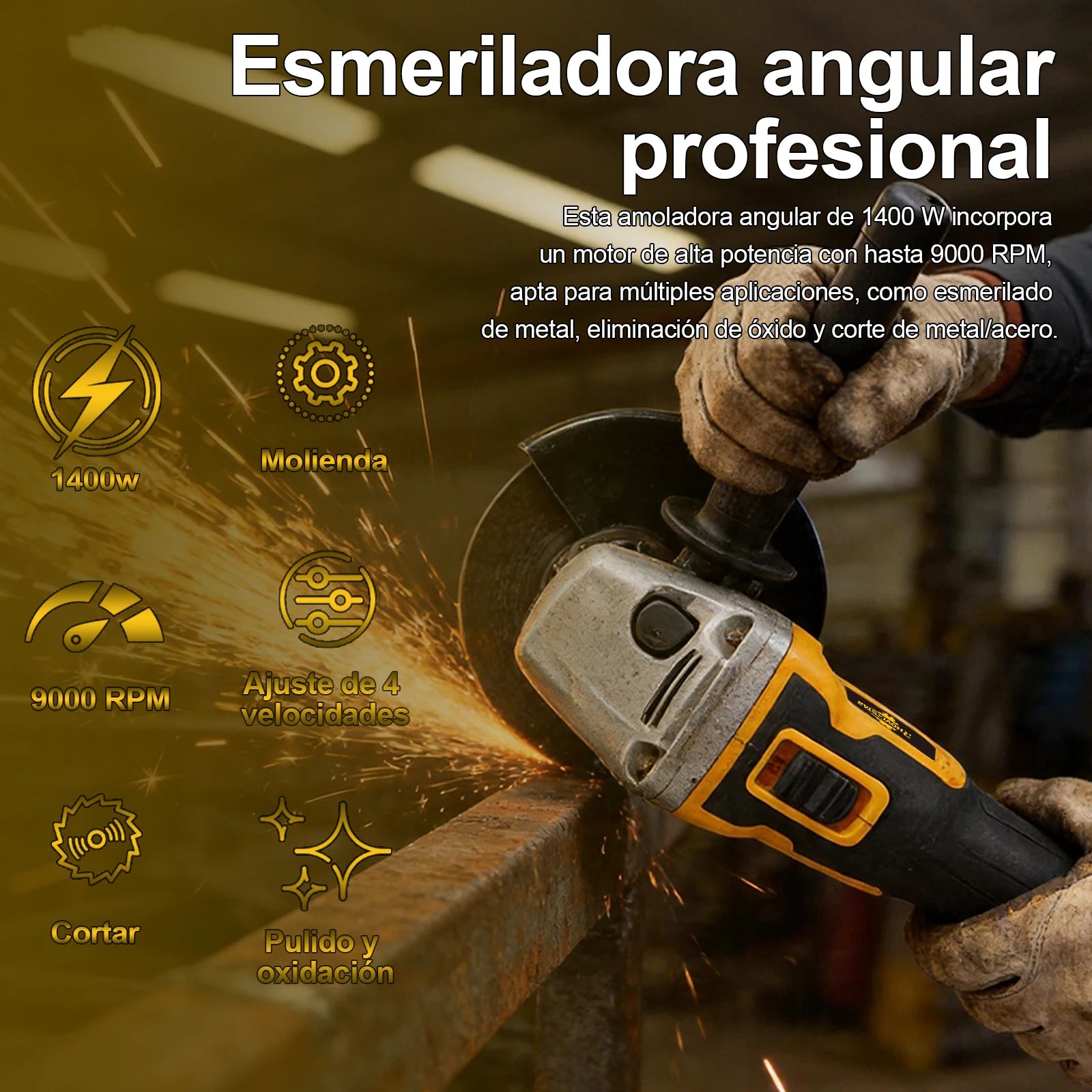 Amoladora Angular Profesional Sin Cable 20V