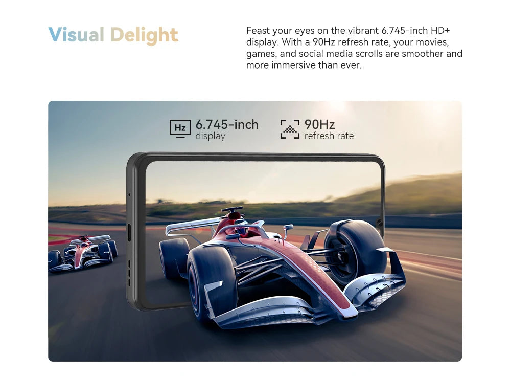 Smartphone Android 14, 12GB RAM (4GB+8GB ampliados)+128GB