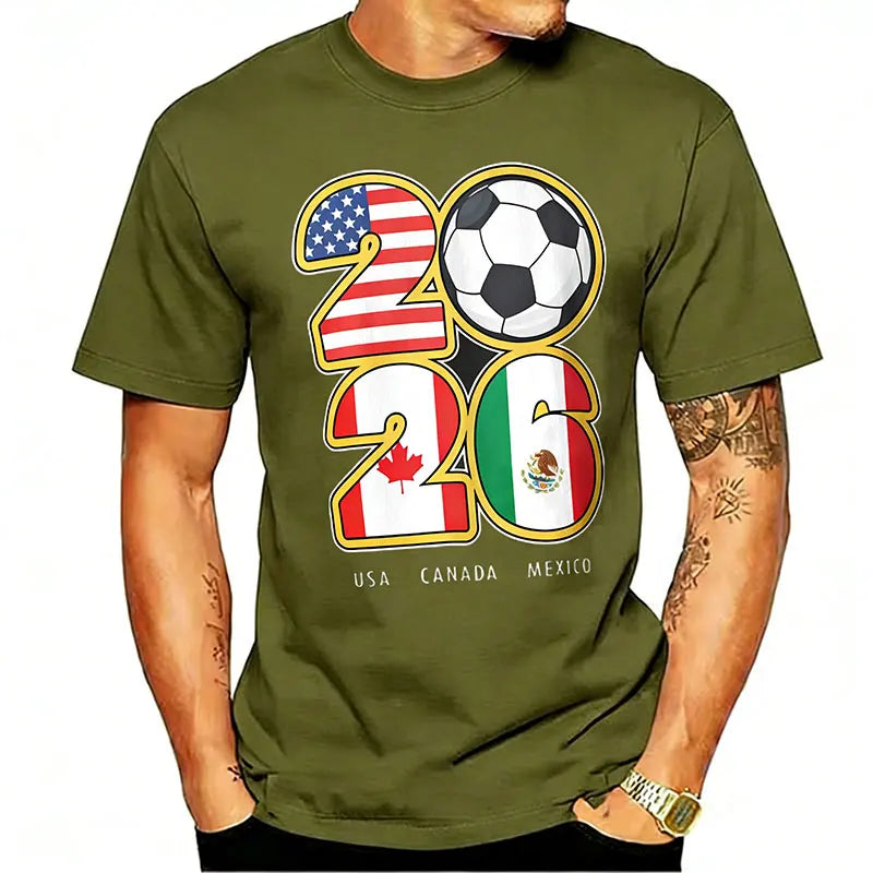 Camiseta de Algodón con Gráfico de Bandera
