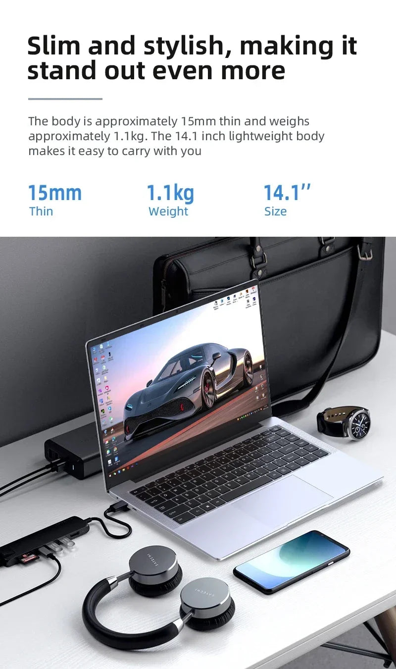 ordenador portátil de negocios de 14,1 pulgadas, 12GB de RAM, 1TB, 2TB SSD,