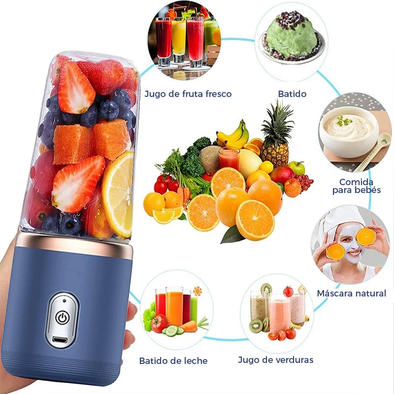 Licuadora Portátil Azul con 6 Cuchillas