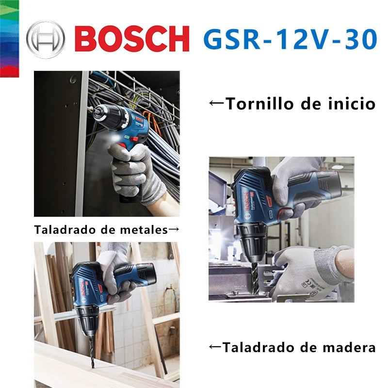 Bosch-Taladro Inalámbrico recargable GSR 12V-30