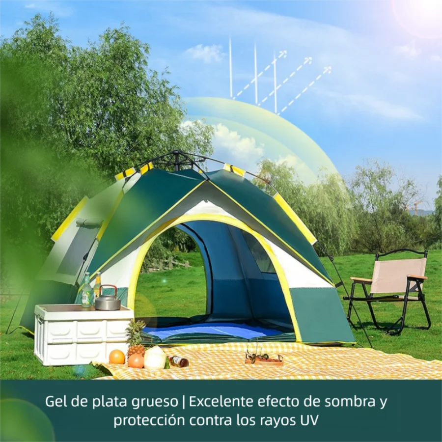 Tienda impermeable con 2 puertas y 2 ventanas, portátil para camping