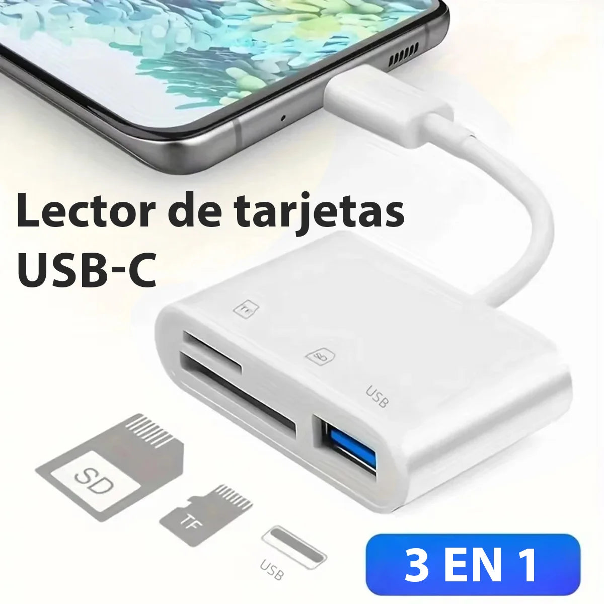 Multicontacto Adaptador 3 en 1 tipo C,