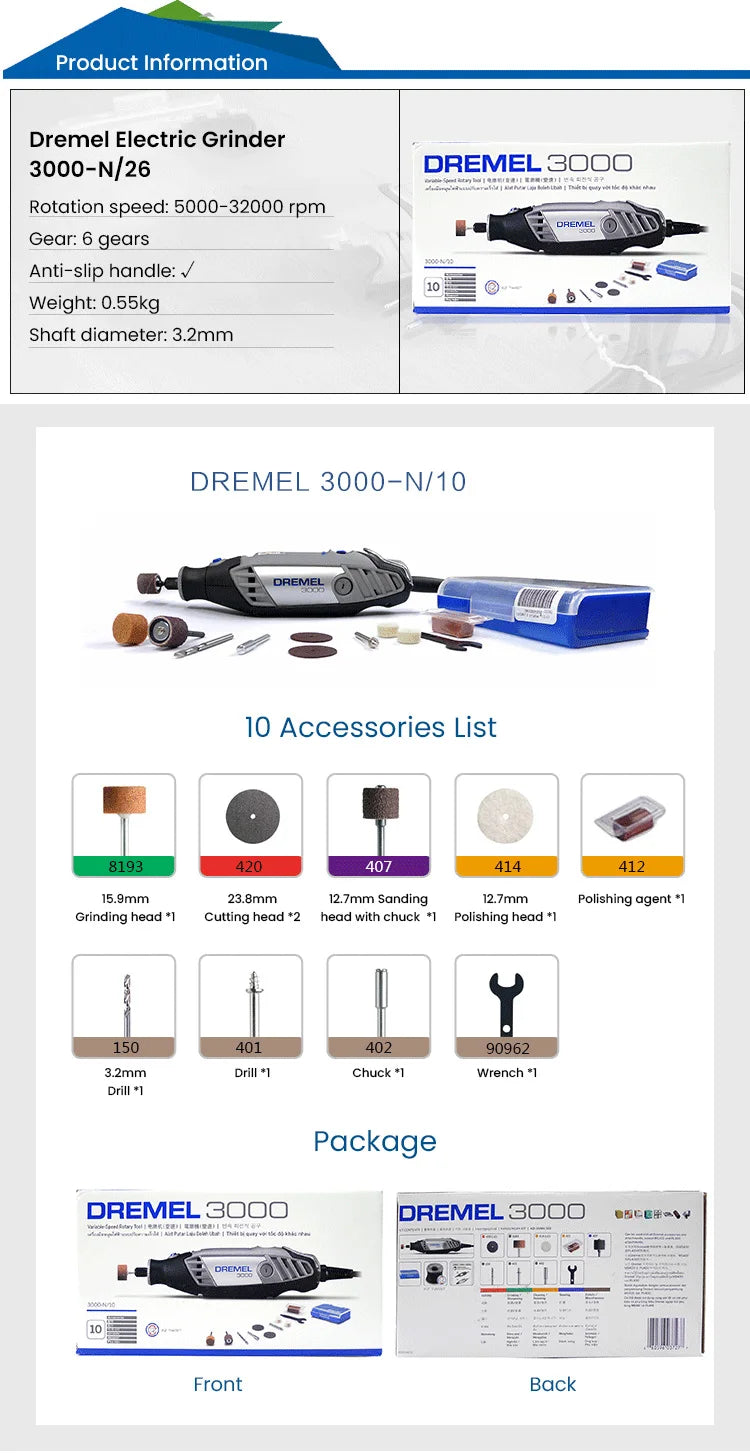 Kit de herramientas rotativas eléctricas Dremel 3000