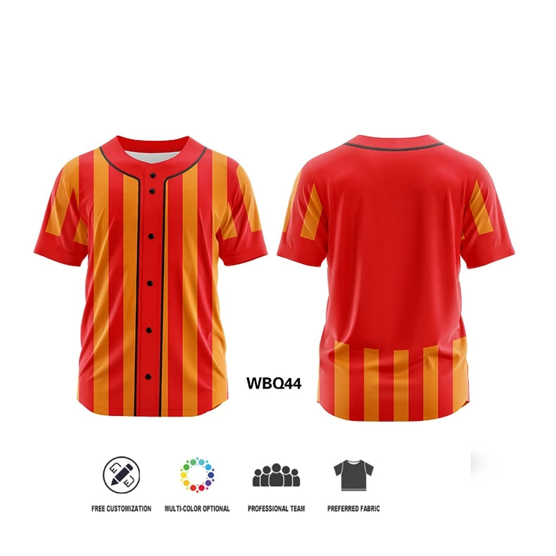 Camisetas de béisbol con botones completos para hombre