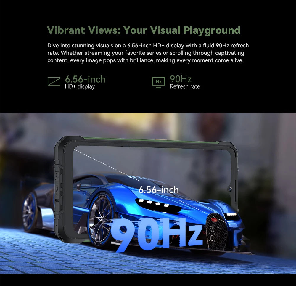 Smartphone ultrafino y resistente con Android 14, 16GB de RAM ,