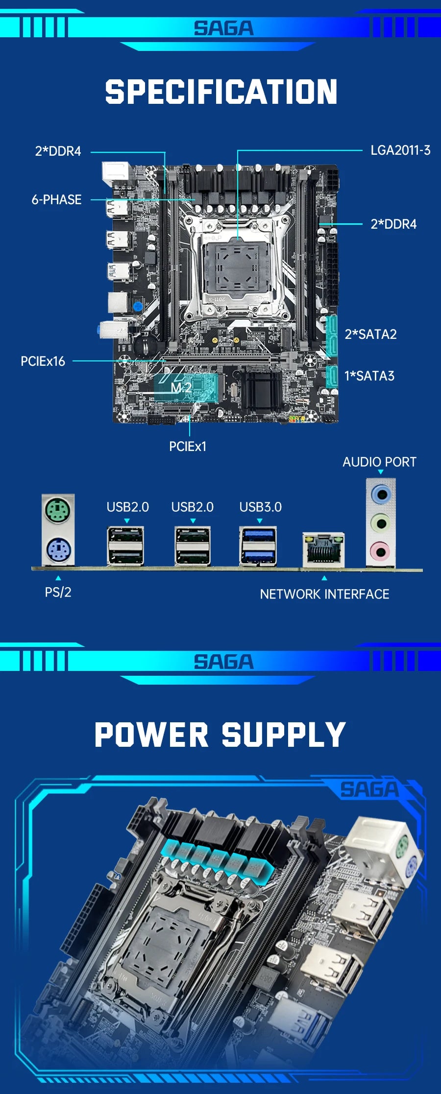 Kit de placa base para juegos SOYO X99 con LGA 2011-3 Intel Xeon