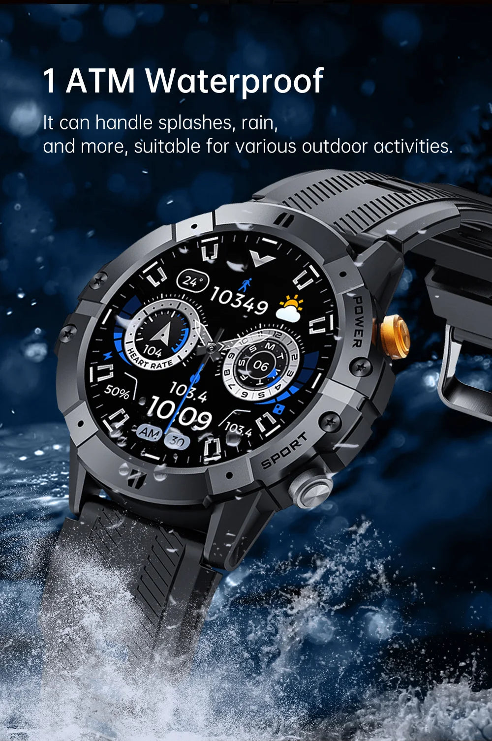 SmartWatch 1,52 pulgadas 1ATM reloj deportivo resistente al agua