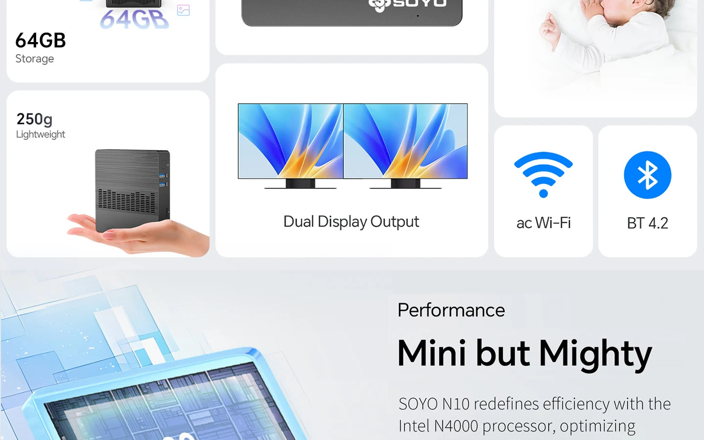 Mini PC Intel N4000 CPU 6G RAM 64G