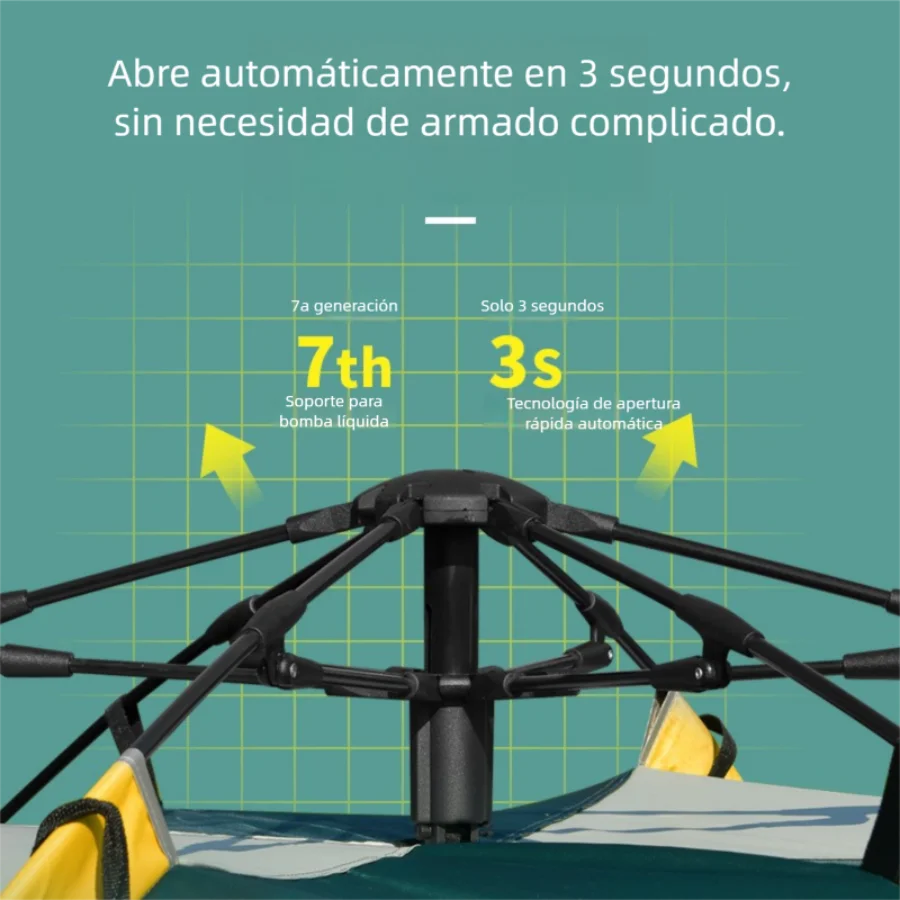 Tienda impermeable con 2 puertas y 2 ventanas, portátil para camping
