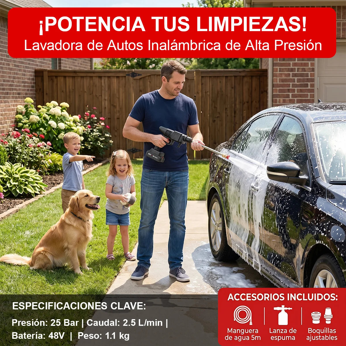 Hidrolavadora Portátil Eléctrica Con Pistola