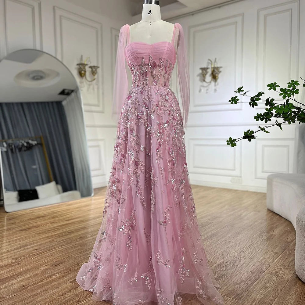 Vestido árabe verde A-Line elegante