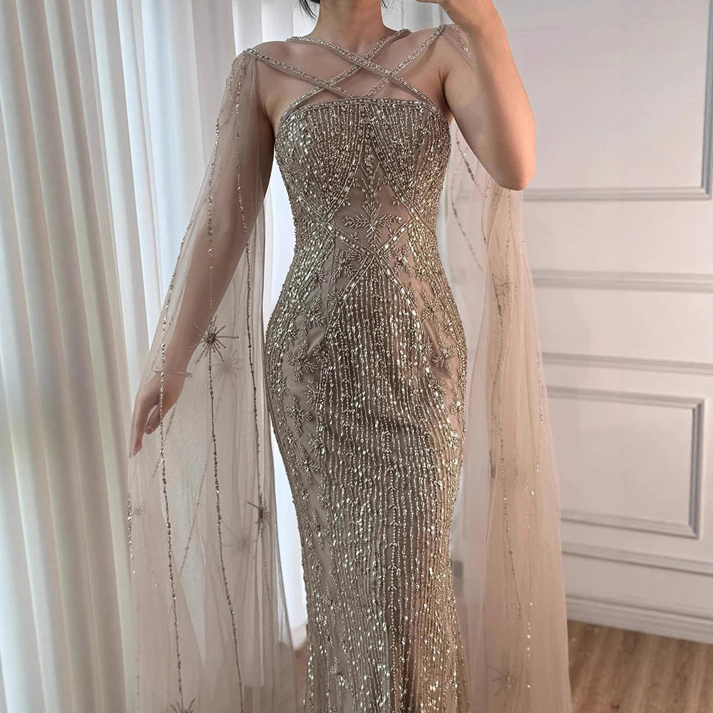 Vestidos de Noche con cuentas de sirena,