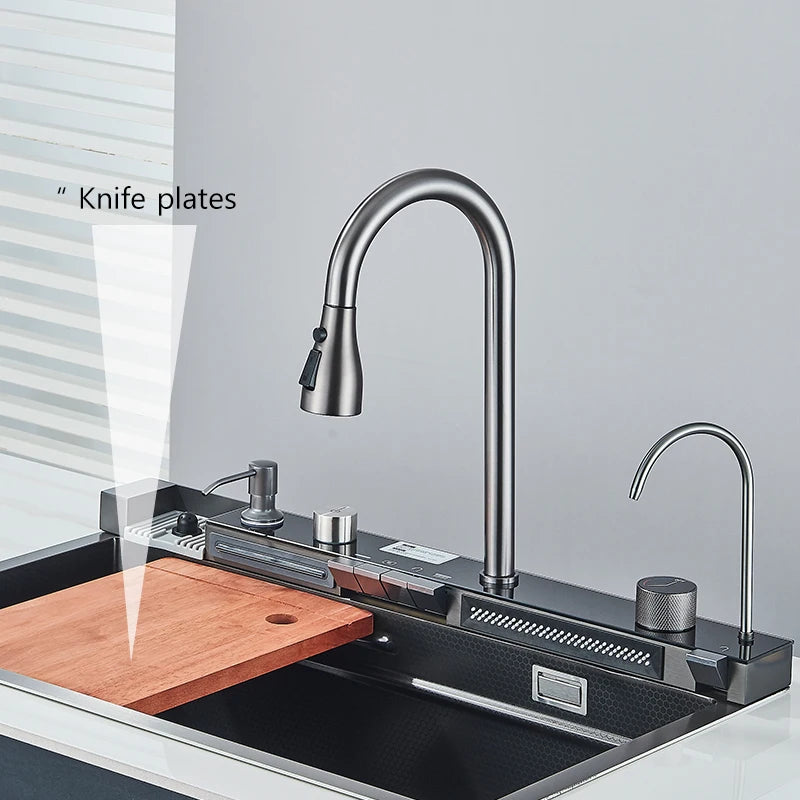 Fregadero de cascada de cocina de acero inoxidable
