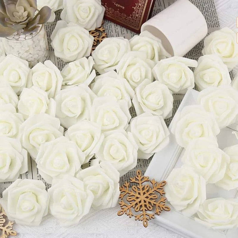 Flores rosas de espuma artificiales