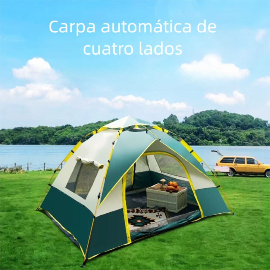 Tienda impermeable con 2 puertas y 2 ventanas, portátil para camping