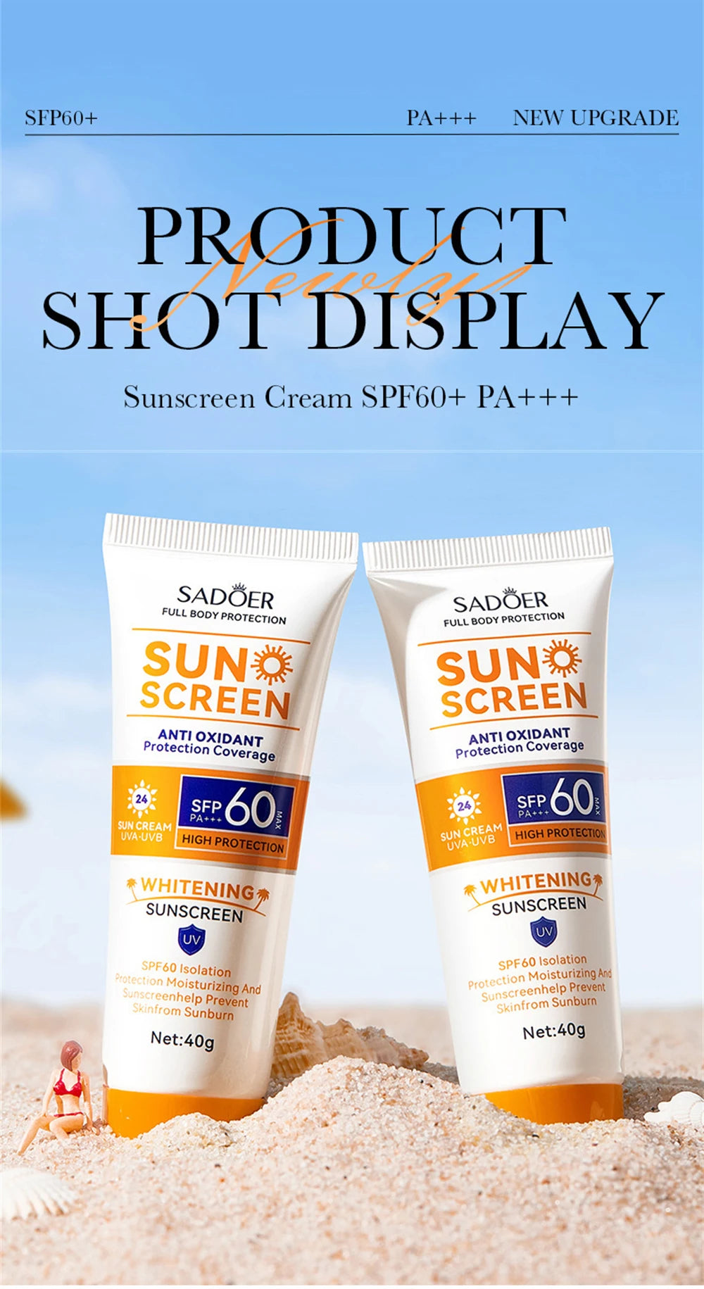 Crema de protección solar SPF60 +,