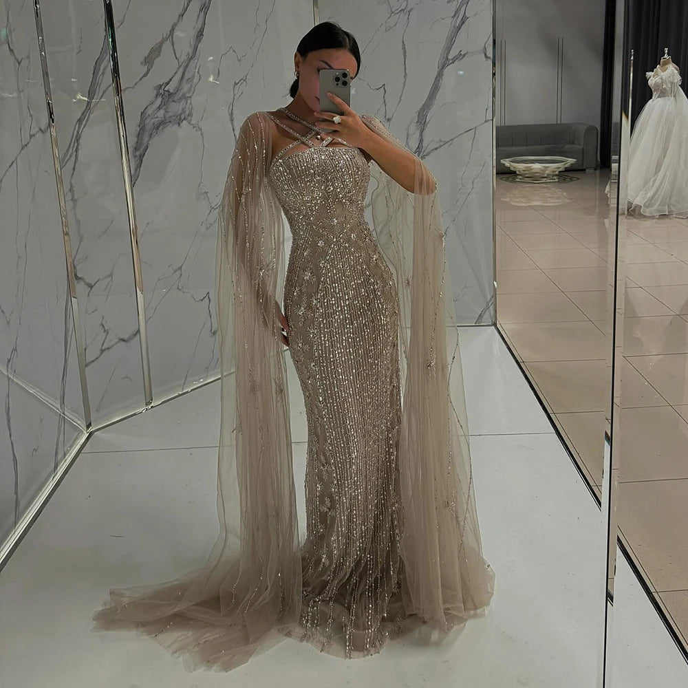 Vestidos de Noche con cuentas de sirena,