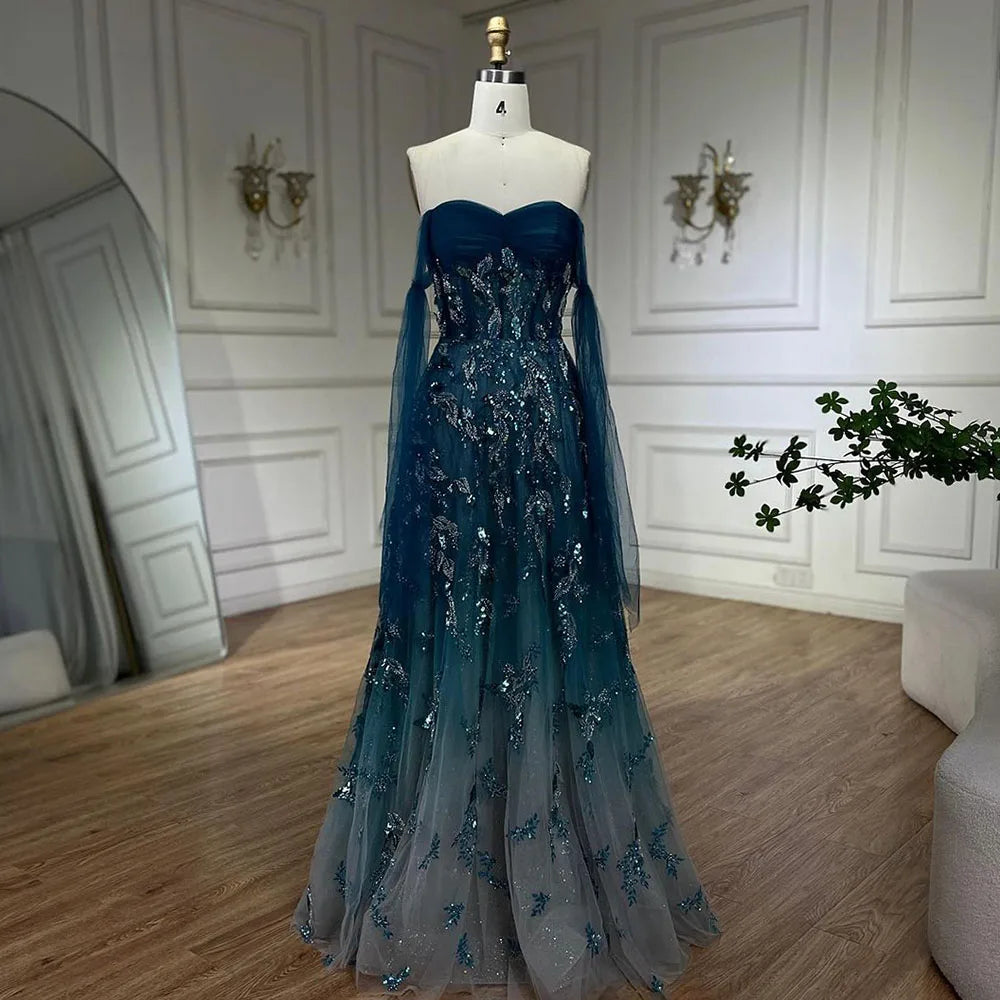 Vestido árabe verde A-Line elegante