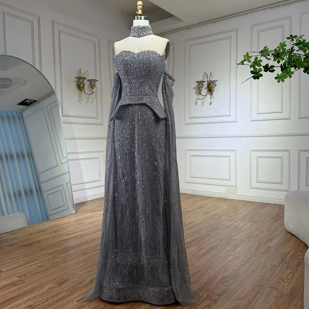 vestido de noche personalizado con cuentas de cristal