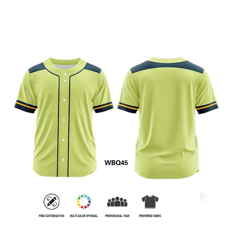 Camisetas de béisbol con botones completos para hombre